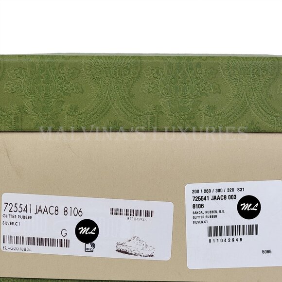 GUCCI SHOES MIAMI GG LOGO EMBOSSED GLITTERED RUBBER PLATFORM SLIDE sz 40 10 - Picture 5 of 15